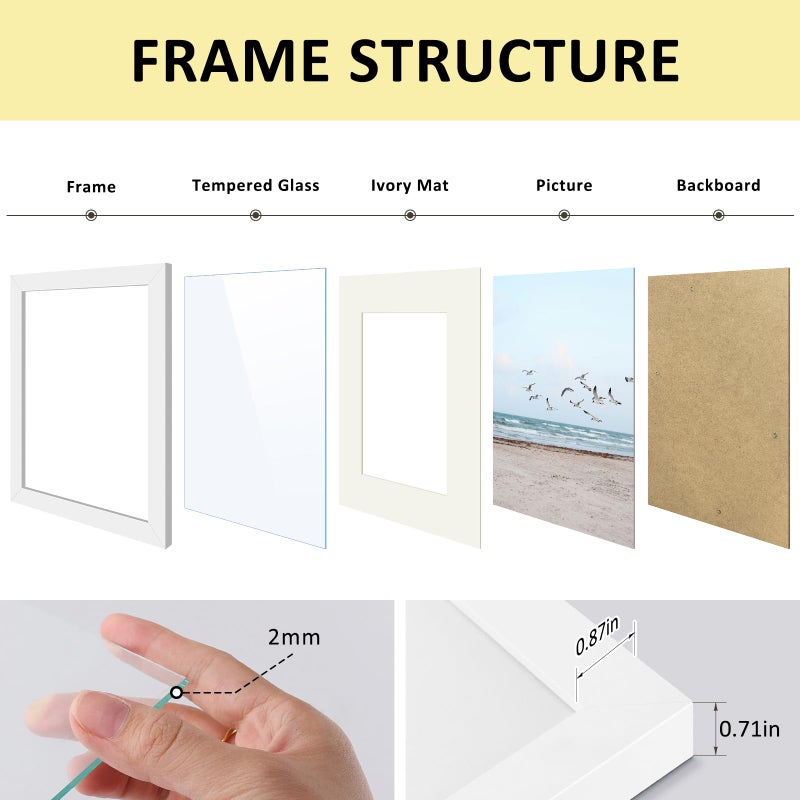 Frametory 16x20 Picture Frame for Wall, Display Picture 11x14 with Mat or 16x20 Without Mat, Gifts for Family(White, 1 Pack) - Image 5